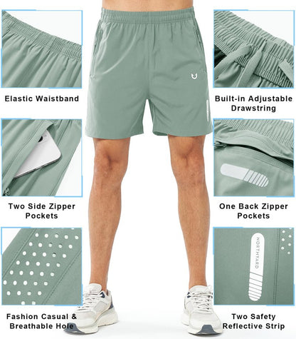 NORTHYARD Men's Athletic Running Shorts Gym Workout 7"/9"/5" Quick Dry Lightweight Sports Basketball Tennis 3 Zipper Pockets LODENFROST-5inch 2XL