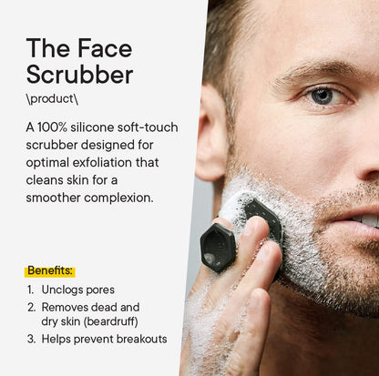 TOOLETRIES Men's Face Scrubber - Premium Silicone Facial Cleansing Brush, Gentle Exfoliator Pad & Soft-Touch Massager - Removes Dead & Dry Skin - Long Lasting Shower Accessories - Sand