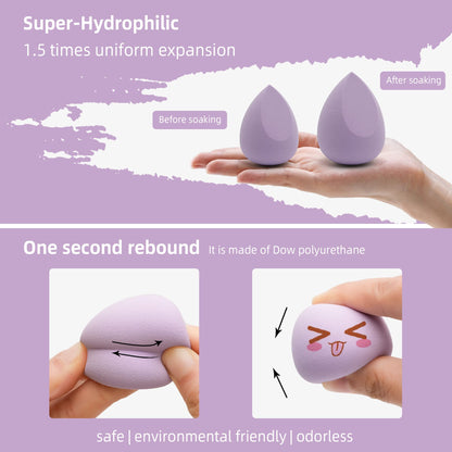 COSTICA Makeup Sponge Set Blender, Beauty Sponge Makeup Blender Flawless for Liquid - Multi Colored 4 pcs Rose Series