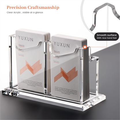 YUXUN Acrylic Business Card Holder for Desk-1 Tier 2 Slot, Vertical Business Card Holder Organizer for Women Men, Clear Business Card Display for Exhibition, Home, Office
