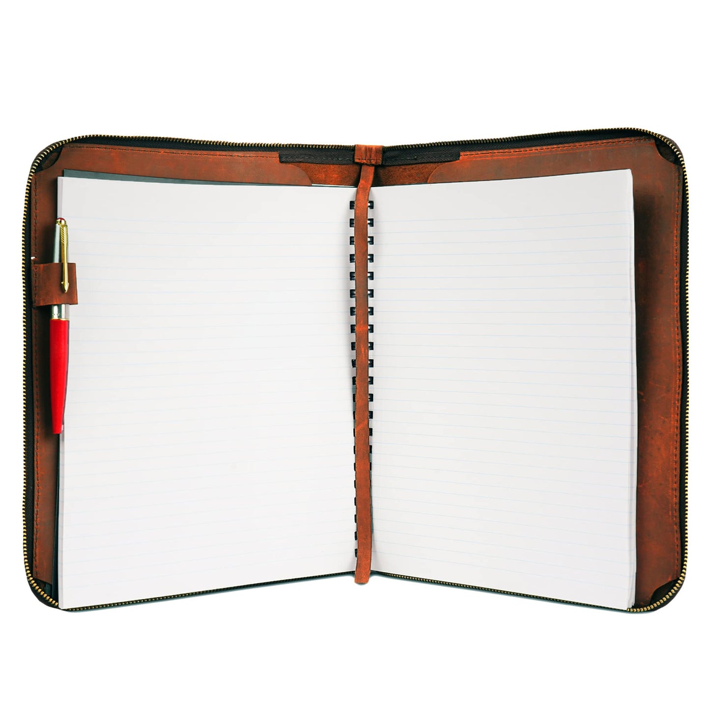 CestAntiQ, Heavy Duty Full Grain Leather Journal Cover (8.5 x 11 in.), Refillable Cahier XXL, Refillable Spiral Notebook (8.5 x 11 in.), Handmade Zippered Leather Journal Cover : Brown