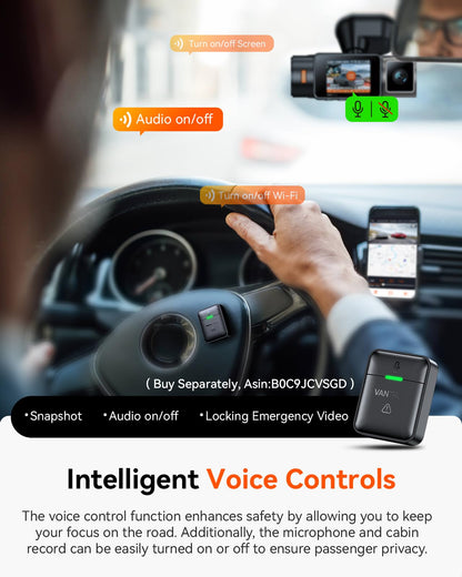 Vantrue N2X 2.7K Uber Dash Cam Front and Inside, 5G WiFi Dual Dash Camera for Car with HDR IR Night Vision, STARVIS 2, GPS, 2.5K/60FPS, LTE Support, 24/7 Parking Mode, Voice Control, Support 512GB Max