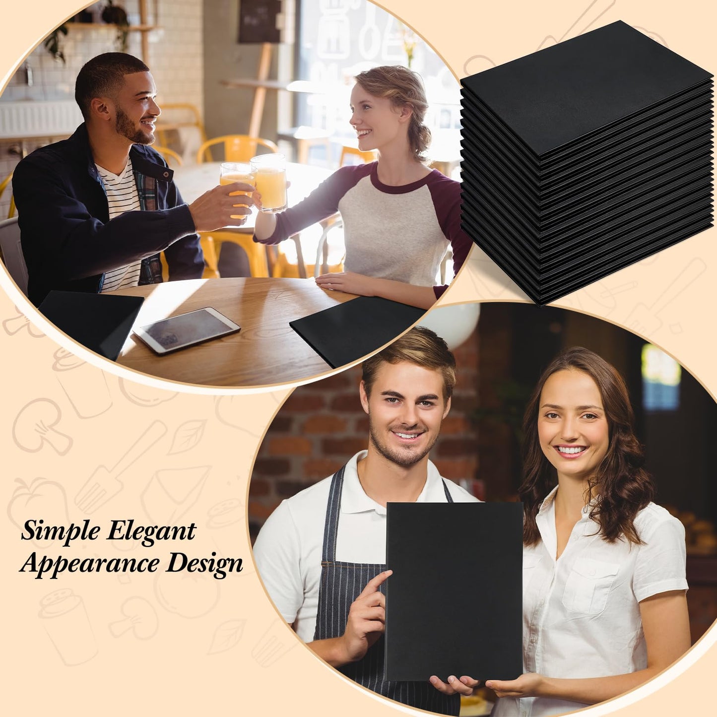 Skyygemm 24 Pcs Leather Menu Covers Holders for 8.5 x 11 Inches, Waterproof Double View Leather Dinner Menu Holder Covers for Restaurant, Hotel, Bar