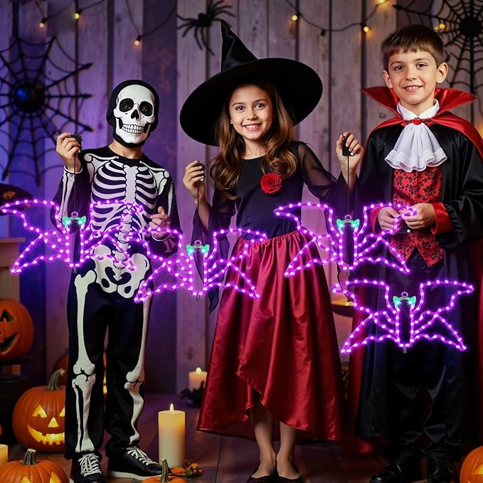 Halloween LED Bat Light, Single Hanging Bat, Indoor & Outdoor Halloween Decor, 4 Light Modes, Timer Function, Perfect Yard & Party Decoration