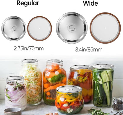 Wide Mouth Canning Lids - 24Pcs Split-Type Metal Mason Jar Lids | Food Grade, Airtight Fit for Ball & Kerr Jars