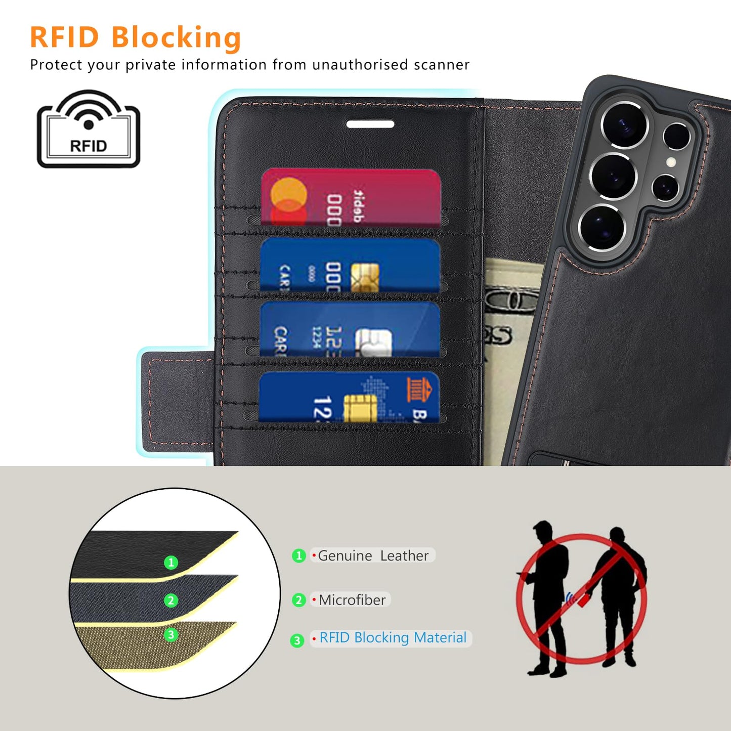 KEZiHOME case for Samsung Galaxy S26 Ultra Magnetic 2 in 1 Detachable Wallet Kickstand Genuine Leather[RFID Blocking] Card Slots Wireless Charging Cover for Galaxy S26 Ultra