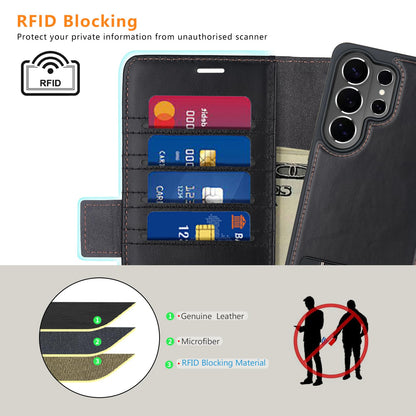 KEZiHOME case for Samsung Galaxy S26 Ultra Magnetic 2 in 1 Detachable Wallet Kickstand Genuine Leather[RFID Blocking] Card Slots Wireless Charging Cover for Galaxy S26 Ultra