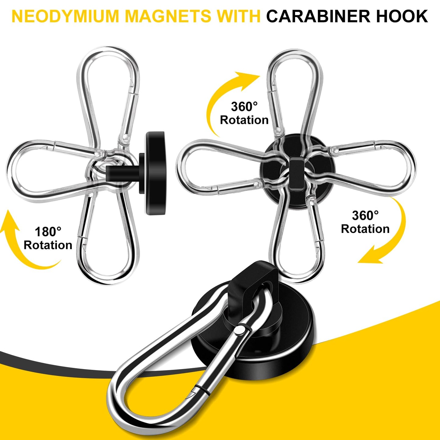 DIYMAG Black Magnetic Hooks,70LBS Strong Heavy Duty Neodymium Magnet Magnetics Hook for Hanging at Home, Office Locker, Workplace, Refrigerator, Cruise Ship or Travel, 15Pack
