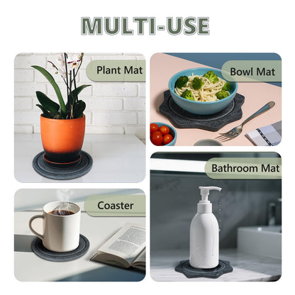 BXI Felt Plant Saucer Mat - 3 Pcs 8 Inch Water Absorbent Planter Coaster, Thick Flower Pot Saucer Pad, Planting Drip Tray for Indoors, Fabric Protective Plate for Tabletop and Floor Surface