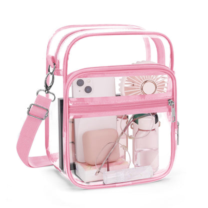 Blvornl Clear Crossbody Bag with Adjustable Shoulder Strap, Stadium Approved PVC Purse Bag, Messenger Bag