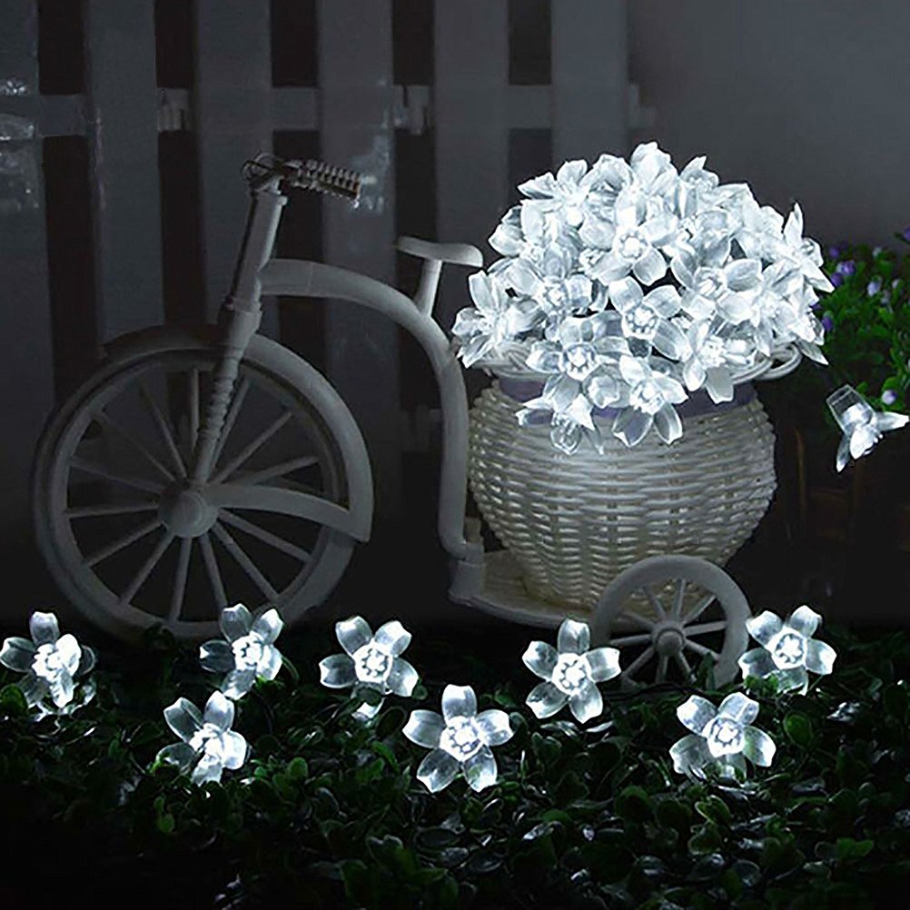FULLBELL LED Lights for Bedroom Flower String Lights 33 Feets 100 LED Memory String Lights Indoor Outdoor Fairy Lights Bedroom Wedding Party Wall Home Decor Tiktok Trends Items (White)