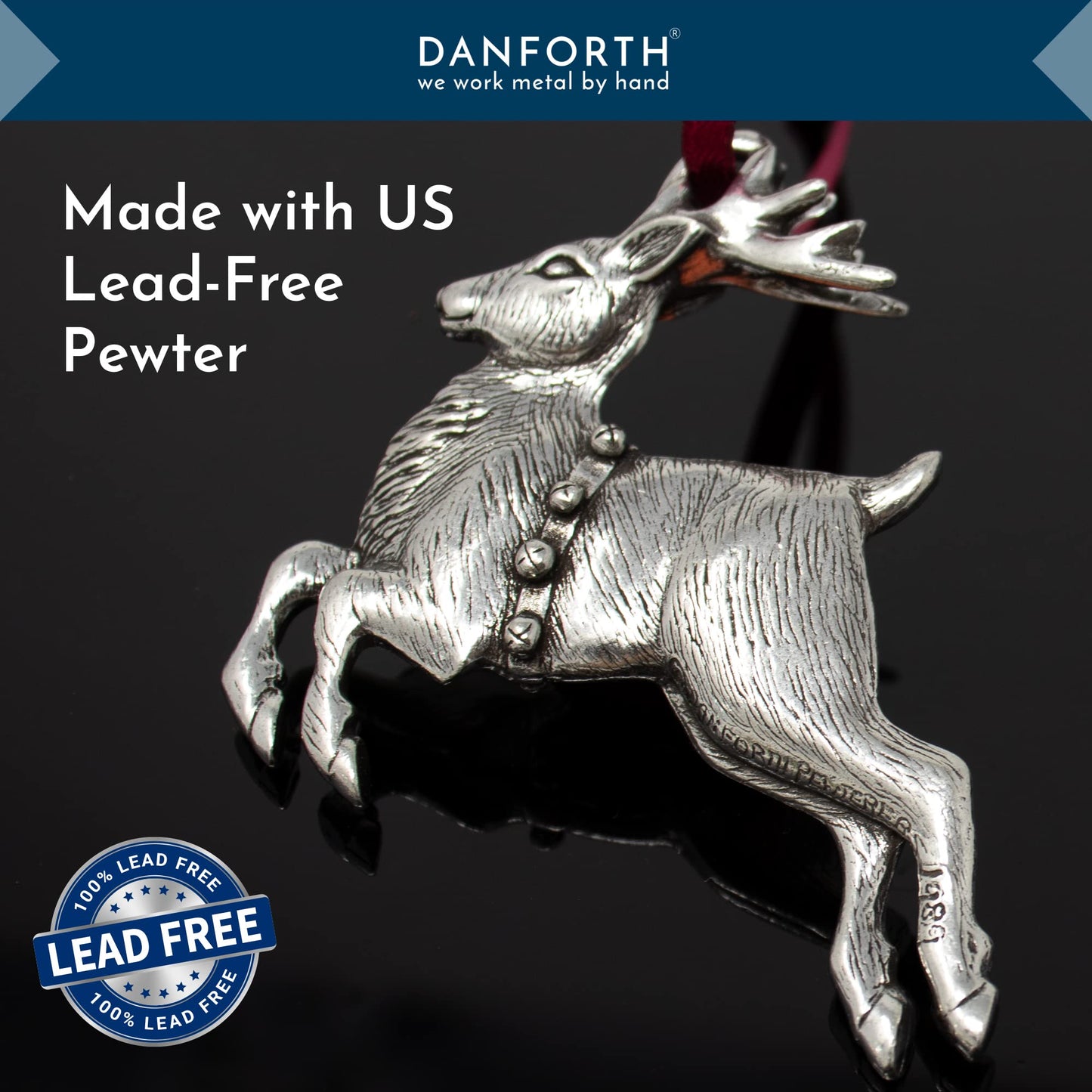 Danforth – Reindeer Christmas Ornament – Handcrafted Pewter Reindeer Ornaments for Christmas Tree – Made in USA