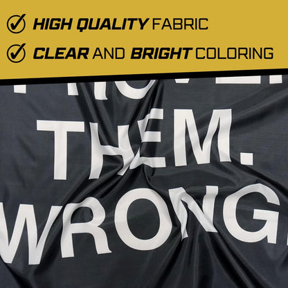 Gold Trident Flags Prove Them Wrong Motivational Gym Banner – Discipline Poster for Gym, Dorm, Home Workout Space – Cool Fitness Wall Decor – Durable Polyester, Double Stitched Flag – 3x5 Feet