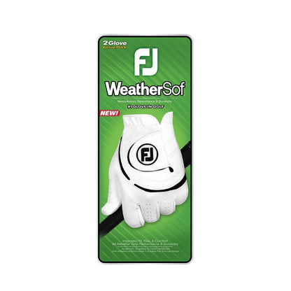 FootJoy Men's WeatherSof 2-Pack Golf Glove, White, Cadet Large, Worn on Left Hand