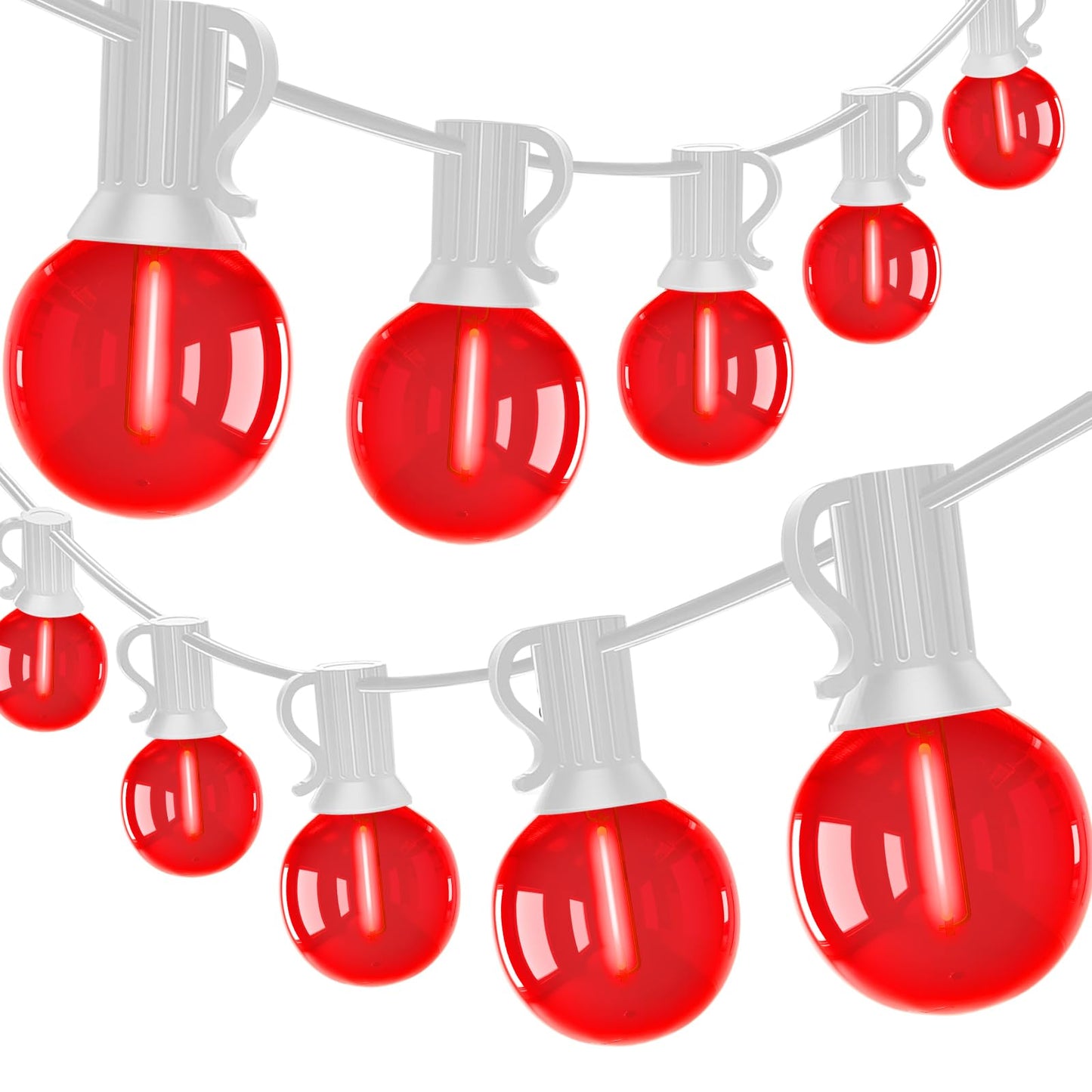 50Ft G40 LED Valentine's Day String Lights Outdoor, Valentines Decorations Lights with 27 Red Shatterproof Globe Bulbs, Hanging Patio Lights for Outside Wedding Backyard Porch Roofline, White Wire