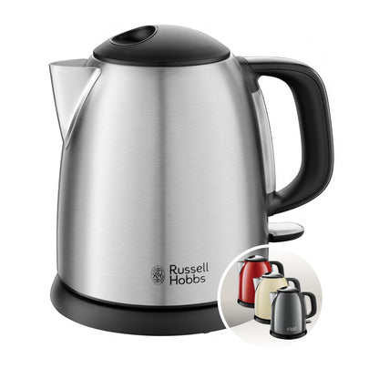 Russell Hobbs Adventure 24991-70 Kettle [1.0 L] Stainless Steel (2400 W, Quick Boil Function, Removable Limescale Filter, External Water Level Indicator, Small Travel Kettle)