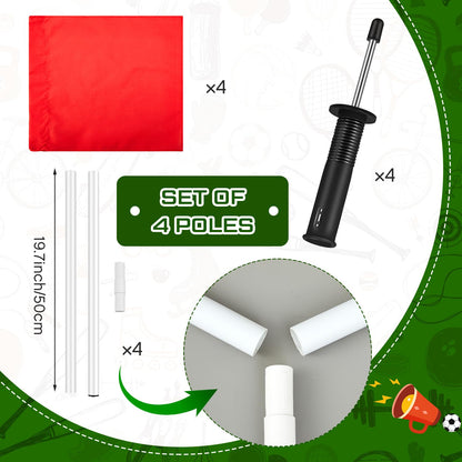 VitalCozy 4 Pcs 2 in 1 Soccer Corner Flags Agility Poles for Field 5 ft Portable Spring Loaded Flags Soccer Poles Dribbling Football Equipment for Training