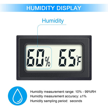 Reptile Thermometer 4-Pack Mini Digital Humidity Temperature Meters Gauge Indoor Hygrometer Thermometer AikTryee wiht ℉ for Humidors Greenhouse Garden Cellar Closet Guitar Case