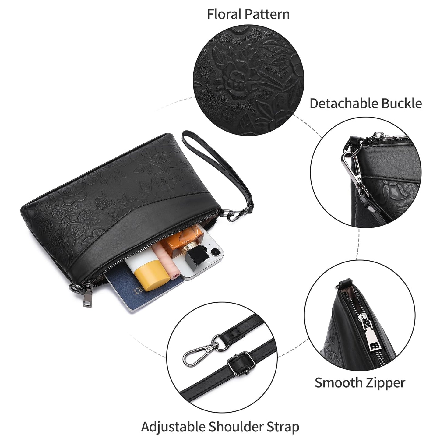 GAEKEAO Small Crossbody Bag for Women Vegan Leather Wristlet Clutch Wallet Purses Shoulder Bag with Adjustable Strap