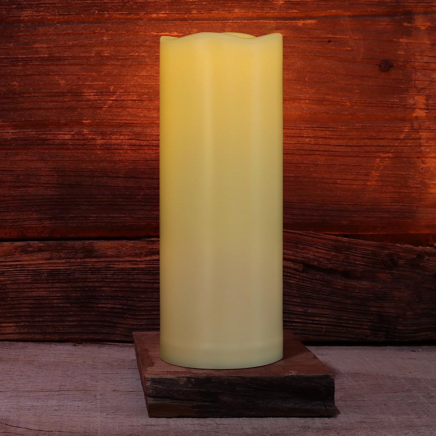 7LinRay 1 Pack 3" x 8" Outdoor Flameless Candles with Remote and Timer, Battery Operated Flickering LED Flameless Pillar Candles for Wedding Home Decoration, Ivory, Plastic