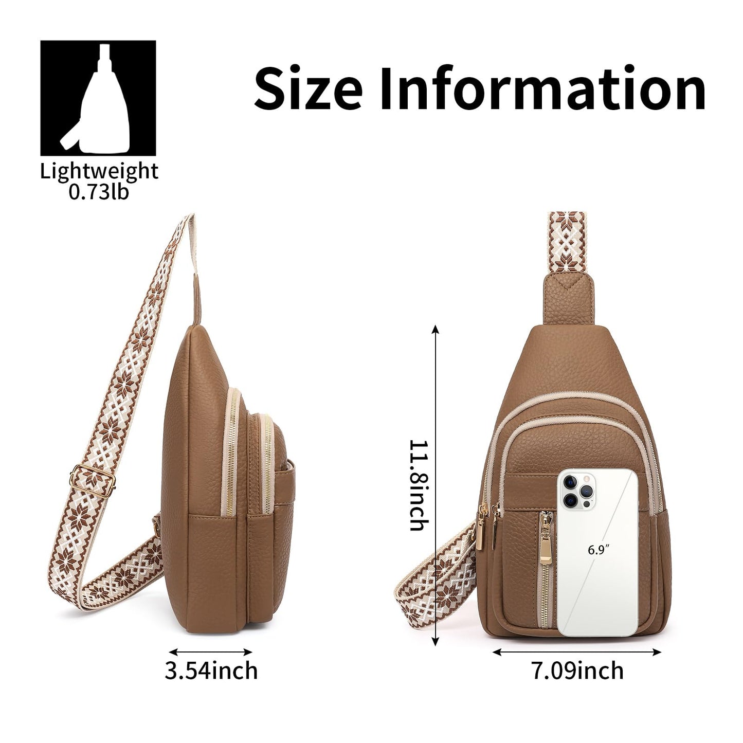 FALAN MULE Small Crossbody Sling Bags Fanny Packs Leather Purses Chest Bag for Women (Khaki)