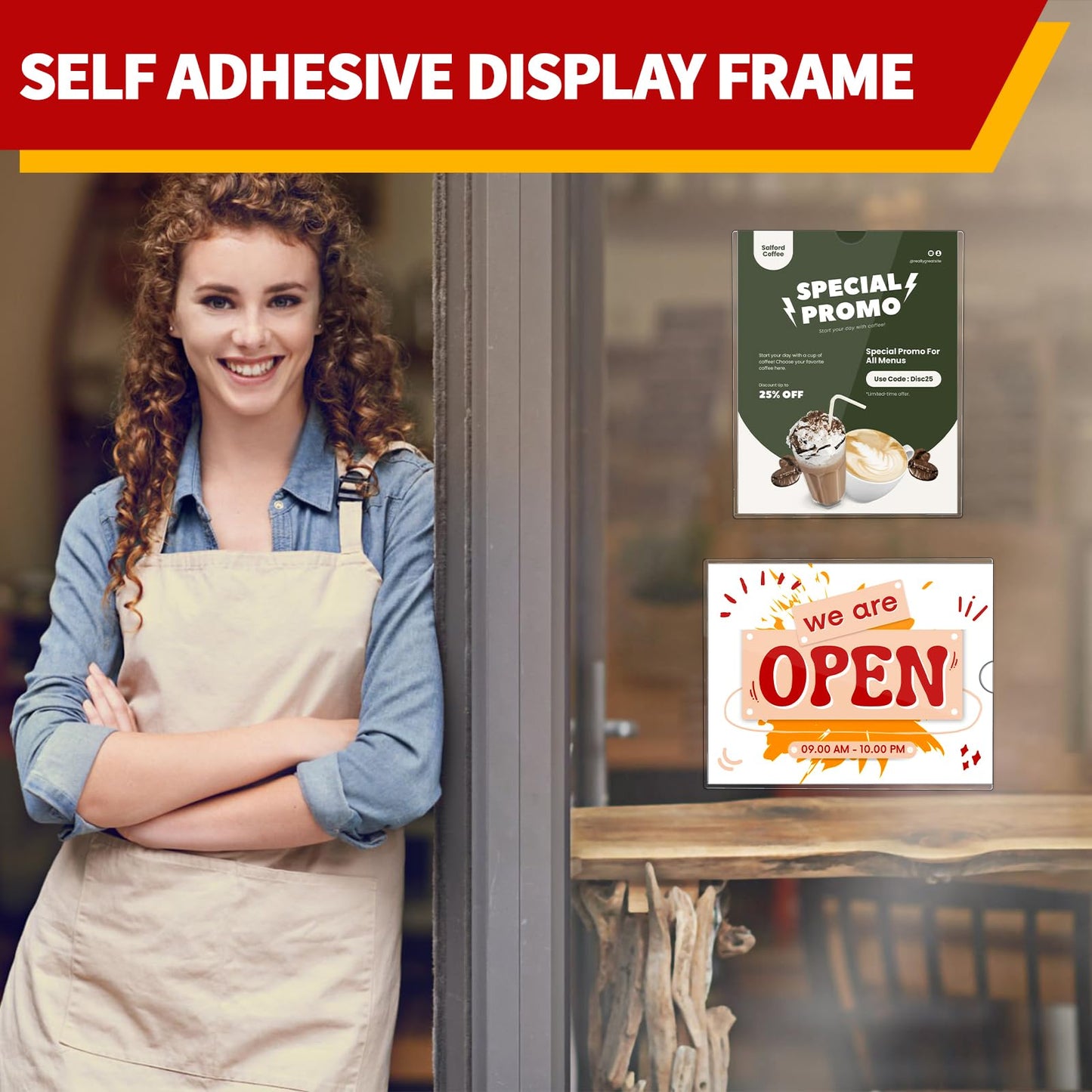 JR-MOV Magnetic Sign Holder 8.5 x 11 - Clear Plastic Frame for Refrigerator, Rigid Paper Holder for Picture Document, Adhesive Frames for Wall Window Door Sign 20 Pack