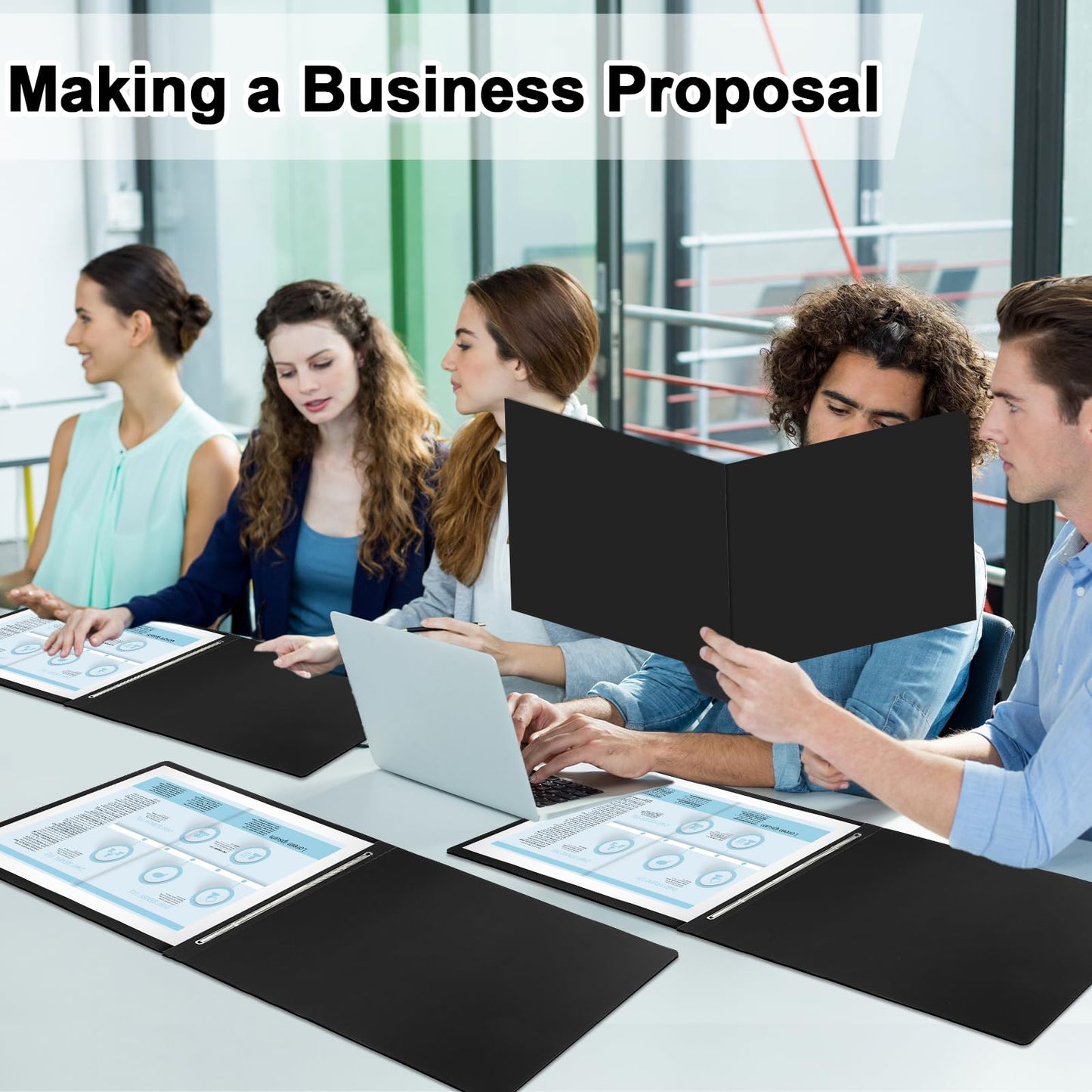gisgfim 12 Pcs 11'' x 17'' Pressboard Report Cover 3" Capacity Metal Prong Paper Fastener with Compressor Presentation Binder Folder to Neatly Bind Reports Proposals Transcripts Document