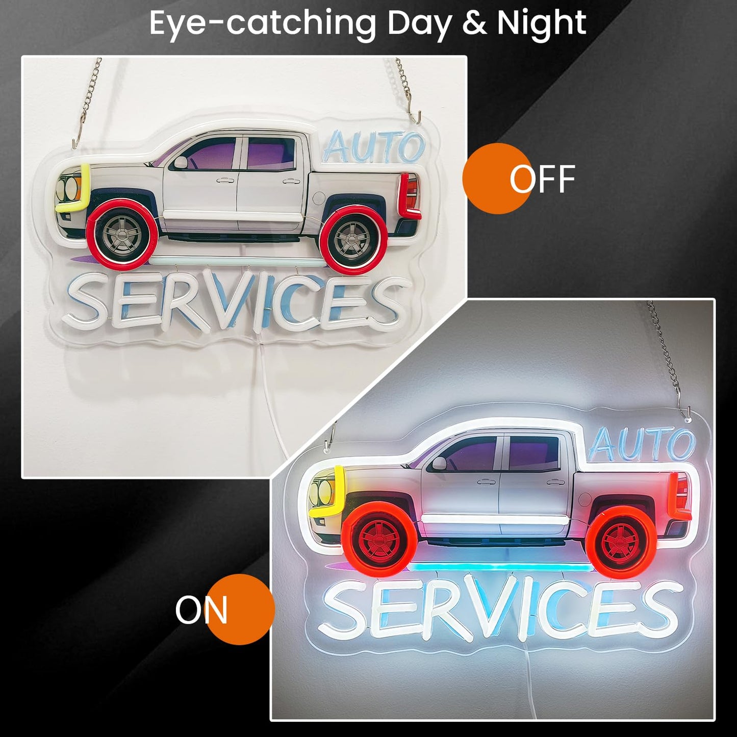 LED Neon Auto Repair Service Signs Light Up Car Vehicle Repair Lights Sign for Auto Supplies Shop Garages Men Cave Workshop Business Winow Wall Decor Gifts