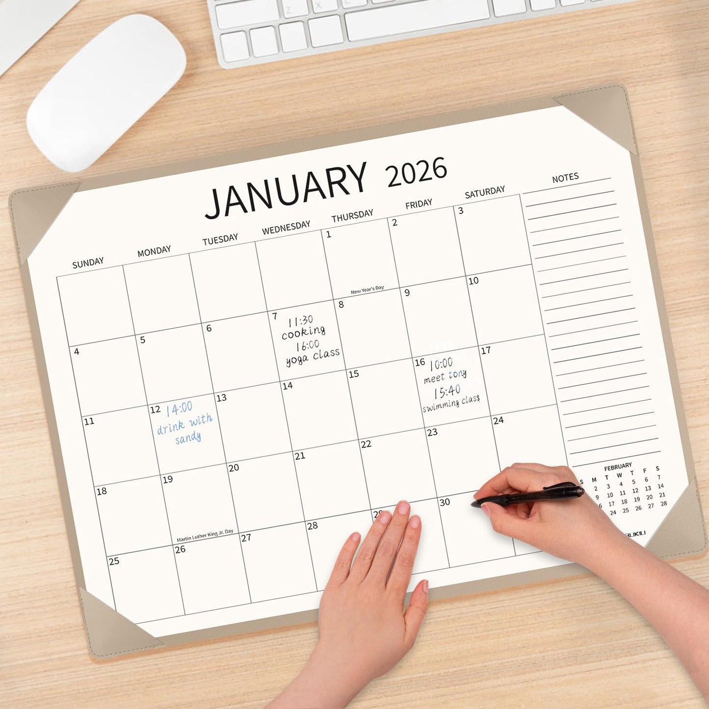 YIBUKIU Desk Calendar 2026-2027 Large 22x17 inch, January 2026 to June 2027, 18 Months Big Desk Pad Calendar with Desktop Mat and Plastic Cover for Home Office School Planning, Apricot