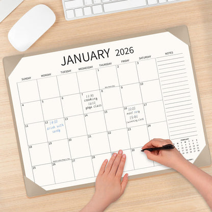 YIBUKIU Desk Calendar 2026-2027 Large 22x17 inch, January 2026 to June 2027, 18 Months Big Desk Pad Calendar with Desktop Mat and Plastic Cover for Home Office School Planning, Apricot