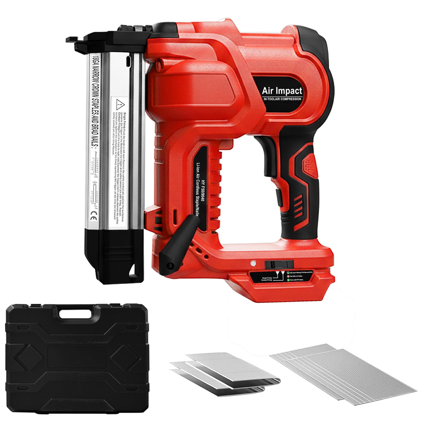 NailTask 20V 18 Gauge Cordless Nail Gun Safety Pin 2 Inch Power Brad Nailer with 18GA Machine Electric Staple 2 in 1 Gun Nails Kit for Wood Upholstery DIY Framing Home Improvement (No Battery)