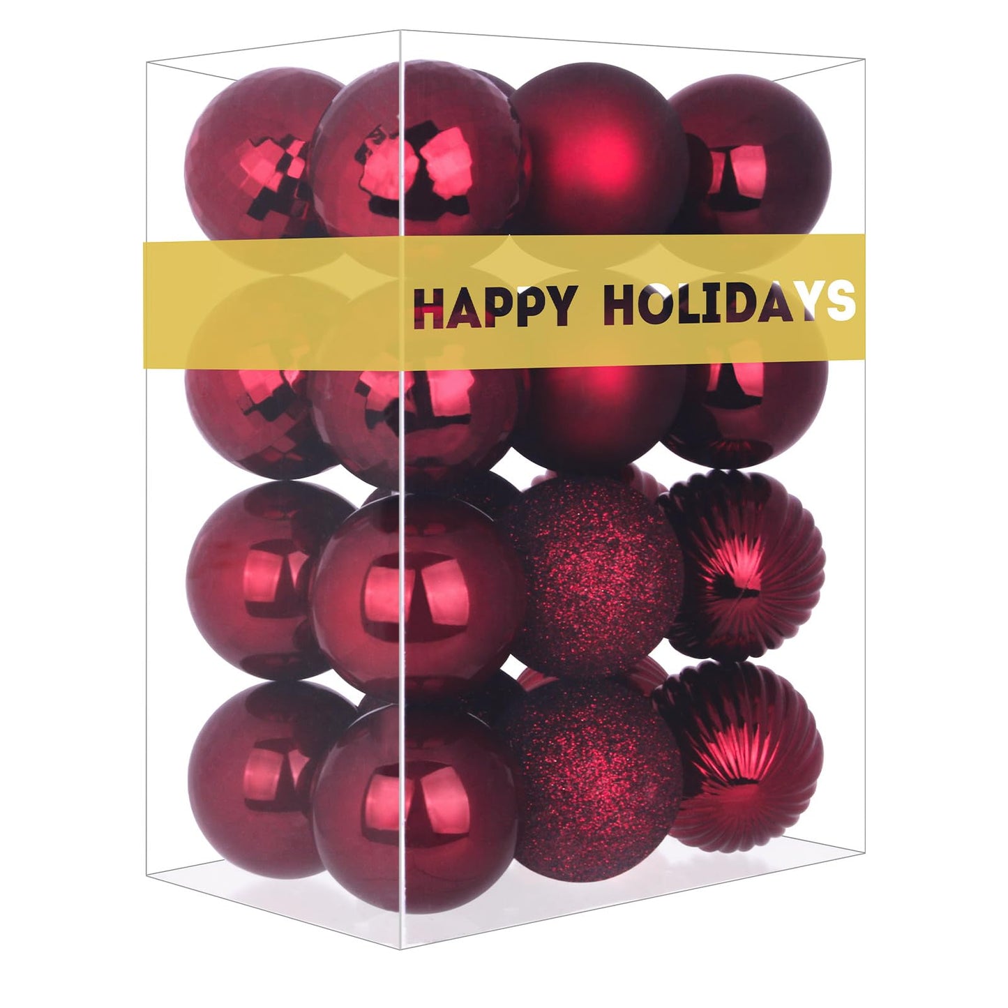 Maroon 3.2" Large Christmas Balls - Christmas Tree Decoration Ornaments Shatterproof Hanging Balls for Birthday Halloween Holiday Wedding Decorations Set of 24pcs