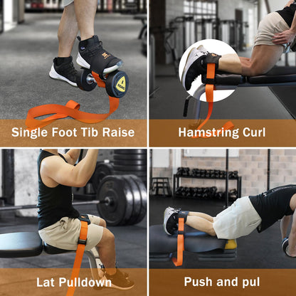SEBIT Hamstring Curl Strap,59 inches Adjustable Squat Strap Foot Dumbbell Strap,Exercise Strap Assisted Leg Curl Strap Leg Tibialis Raises Workout for Outdoor(Light Pinkish Orange)