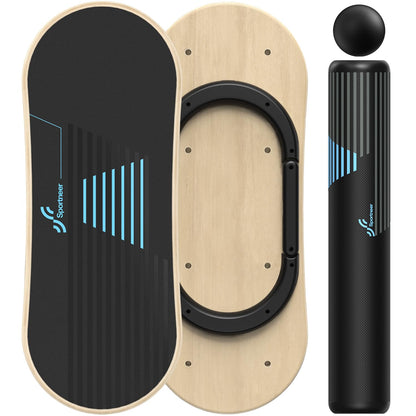 Sportneer Balance Board - Wooden Wobble Board Trainer with 7 Modes, Roller & Ball for Stability & Core Strength Training, Ankle Strengthener for Surf, Snowboard & Home Fitness