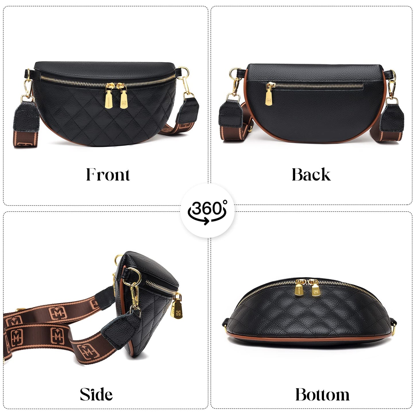 Eslcorri Small Crossbody Sling Bag for Women Trendy - Fashionable Fanny Packs Vegan Leather Chest Belt Bum Bag Anti Theft Crossbody Sling Purse for Women for Travel Sport Camping - Pure Brown