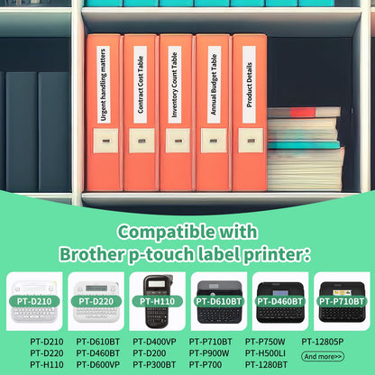 6Pk Replace for Brother P-Touch Label Tape TZe-231 12mm 0.47 Laminated White TZe TZ 1/2" Label Maker Tape Compatible with Brother Ptouch PT-D220 D210 H110 D200 D410 1280 D610BT, Black on White