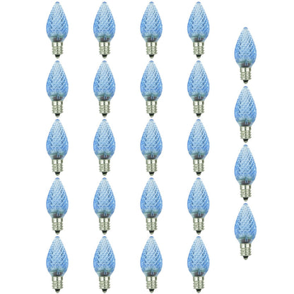 Sunlite 40458 LED C7 Holiday Decorative Light Bulb, 0.4 Watts, E12 Candelabra Base, Faceted Christmas-Lights; Nightlight, Blue 24 Count