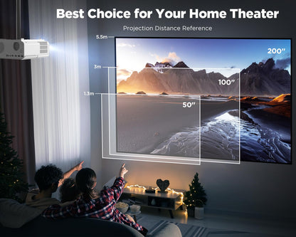 [Auto Focus/Keystone] DBPOWER Projector 4K with 5G WiFi and Bluetooth, 600ANSI FHD Native 1080P Outdoor Movie Projector with 4P4D/PPT/Zoom, Mini Home Projector Compatible w iOS/Android/HDMI/TV Stick