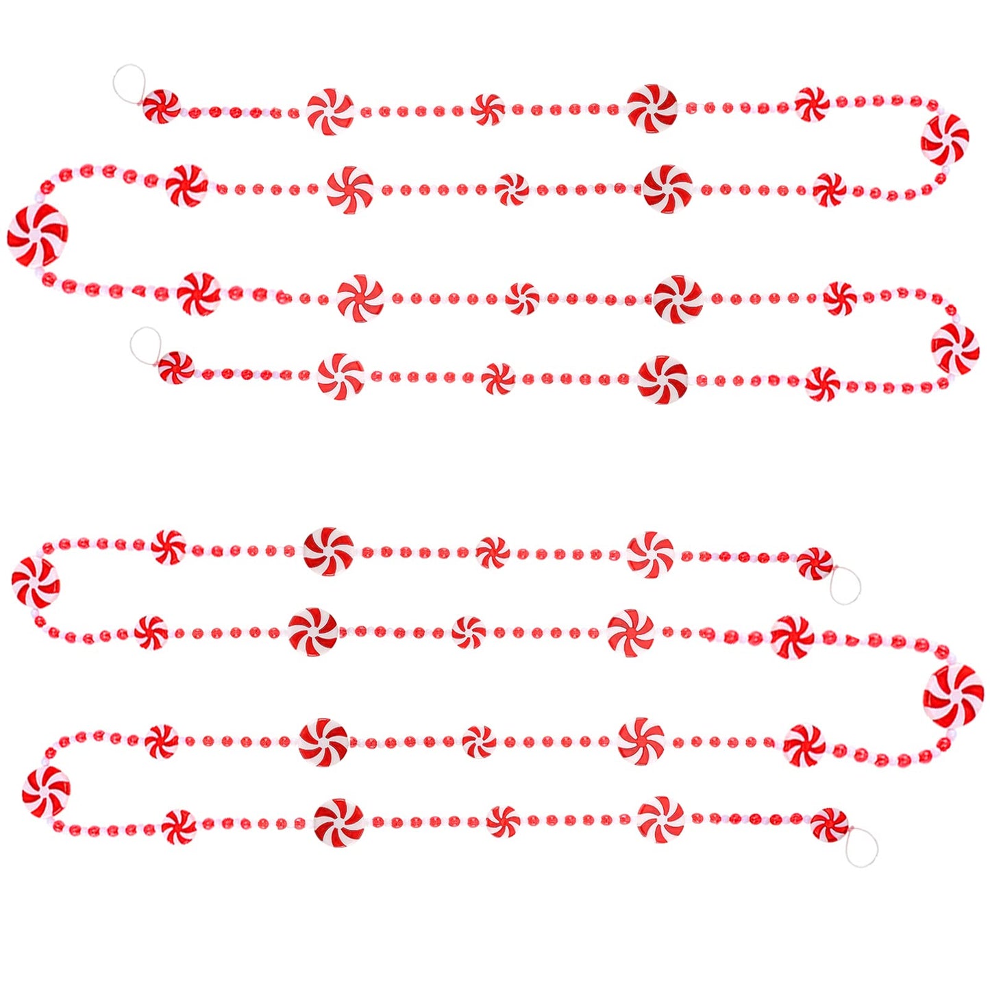 2 Pieces 19.6 ft Plastic Christmas Candy Cane Garland - Xmas Tree, Wreath, Fence & Fireplace Decor
