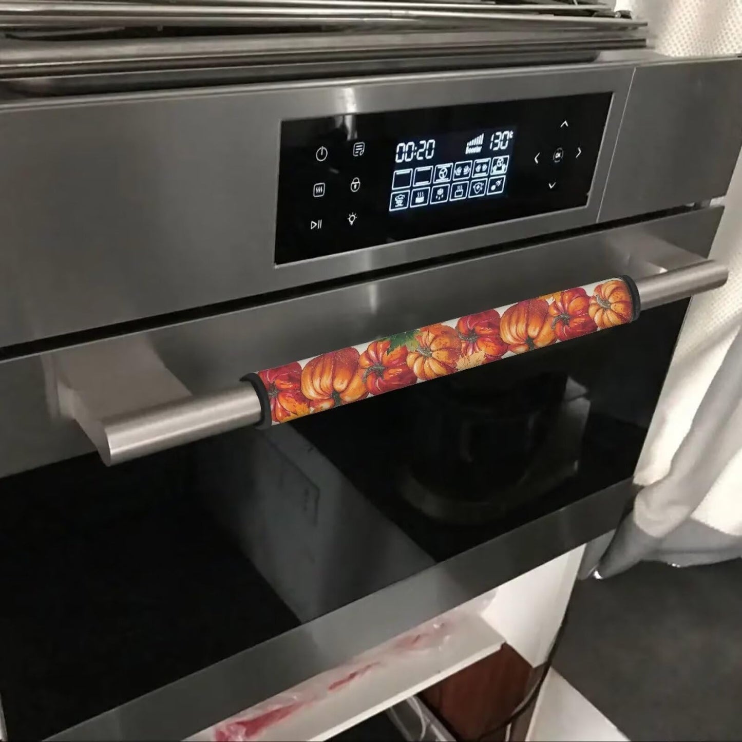 HUISEFOR Fall Pumpkin Fridge Handle Covers Set of 6 Washable Kitchen Appliances Gloves Anti-Static Refrigerator Handle Protector Microwave Oven Dishwasher Handle Protector Thanksgiving Decor
