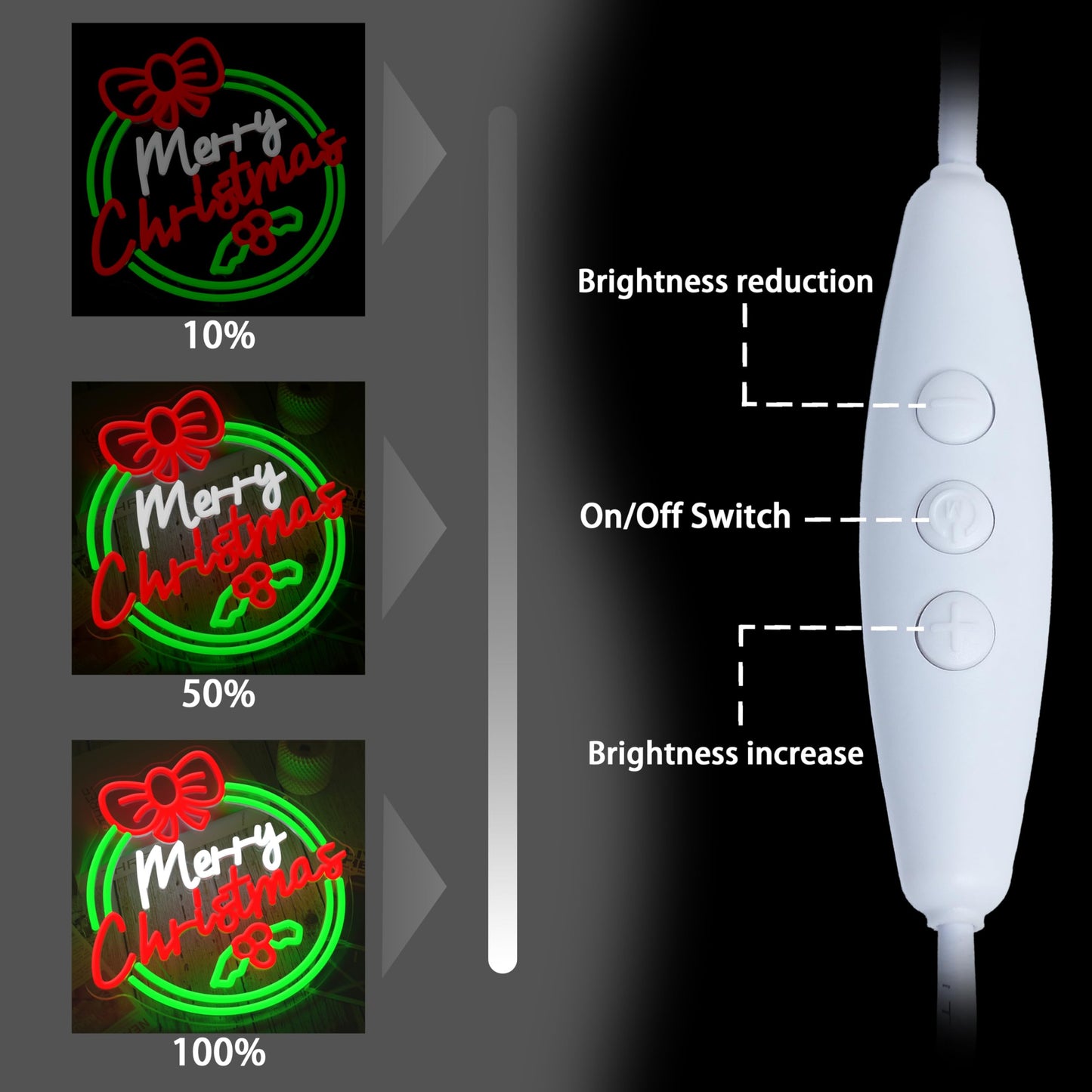 AEHEMNGZ Merry Christmas Neon Sign Elegant Led Bow Sign Neon Light for Wall Decor Christmas Dining Room Modern Home Decor（13.39 * 12.6 In）