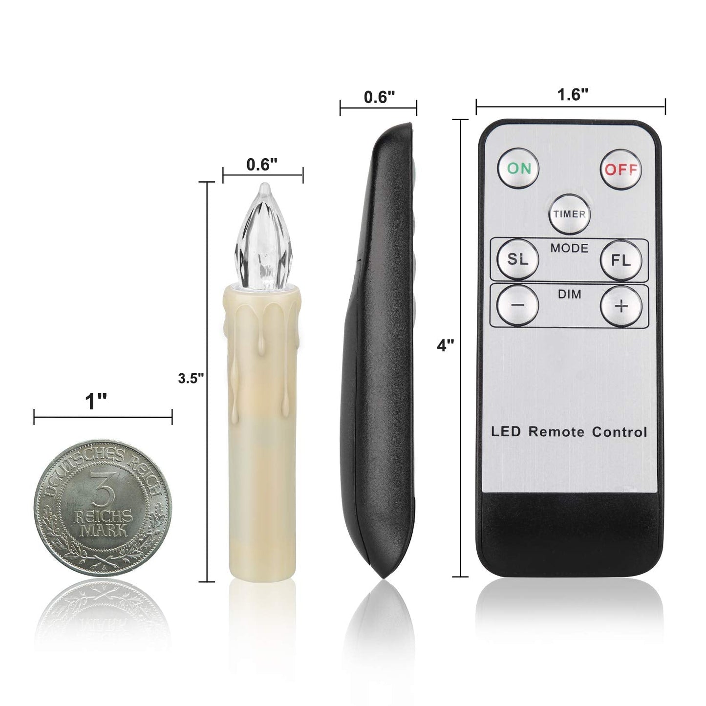 12 PCS LED Window Flameless Taper Candle,Battery Operated Flickering Candle Lights, with Remote Timer Function, Ideal for Indoor and Outdoor Christmas Tree Candles Garden Wedding Harry Potter