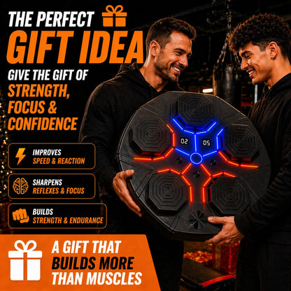 Music Boxing Machine for Adults, Bluetooth Wall Mounted Punching Machine, Interactive Boxing Trainer with LED Targets, Pro Boxing Gloves & Reflex Ball Headband, Home Gym Cardio Workout Training