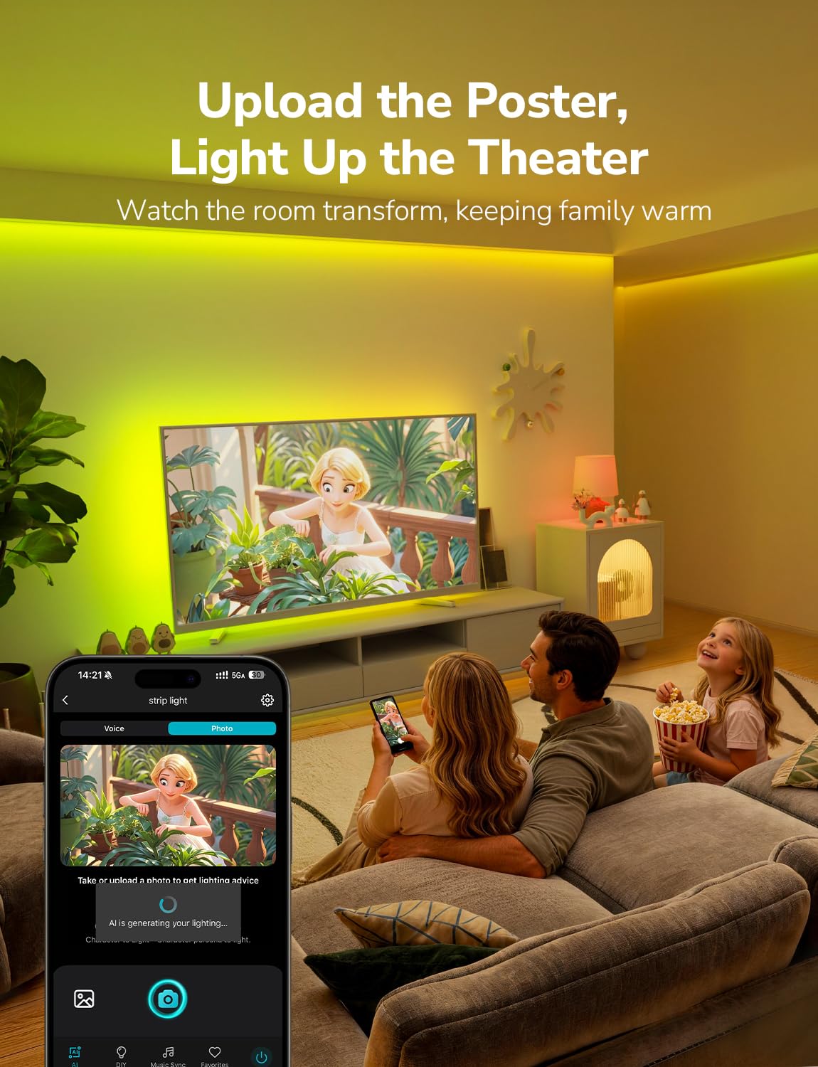 Lepro S1 AI LED Strip Lights for Bedroom - 50ft Smart RGB Light Strips with IC and Rainbow Chasing Effects, Color Segment DIY, Personalized Al Lighting Designer, No Remote, 2.4G Wi-Fi & Bluetooth