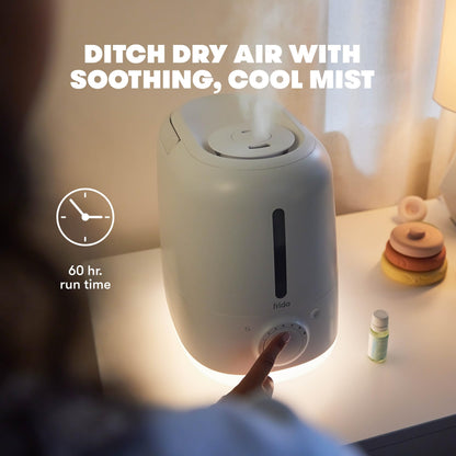 Frida Baby 3-in-1 Cool Mist Humidifier for Large Rooms, Top Fill Humidifier for Bedroom, Allergy Relief, 60 Hour Runtime + Nightlight, Auto Shut-Off, Quiet, Carry Handle, Essential Oil Diffuser