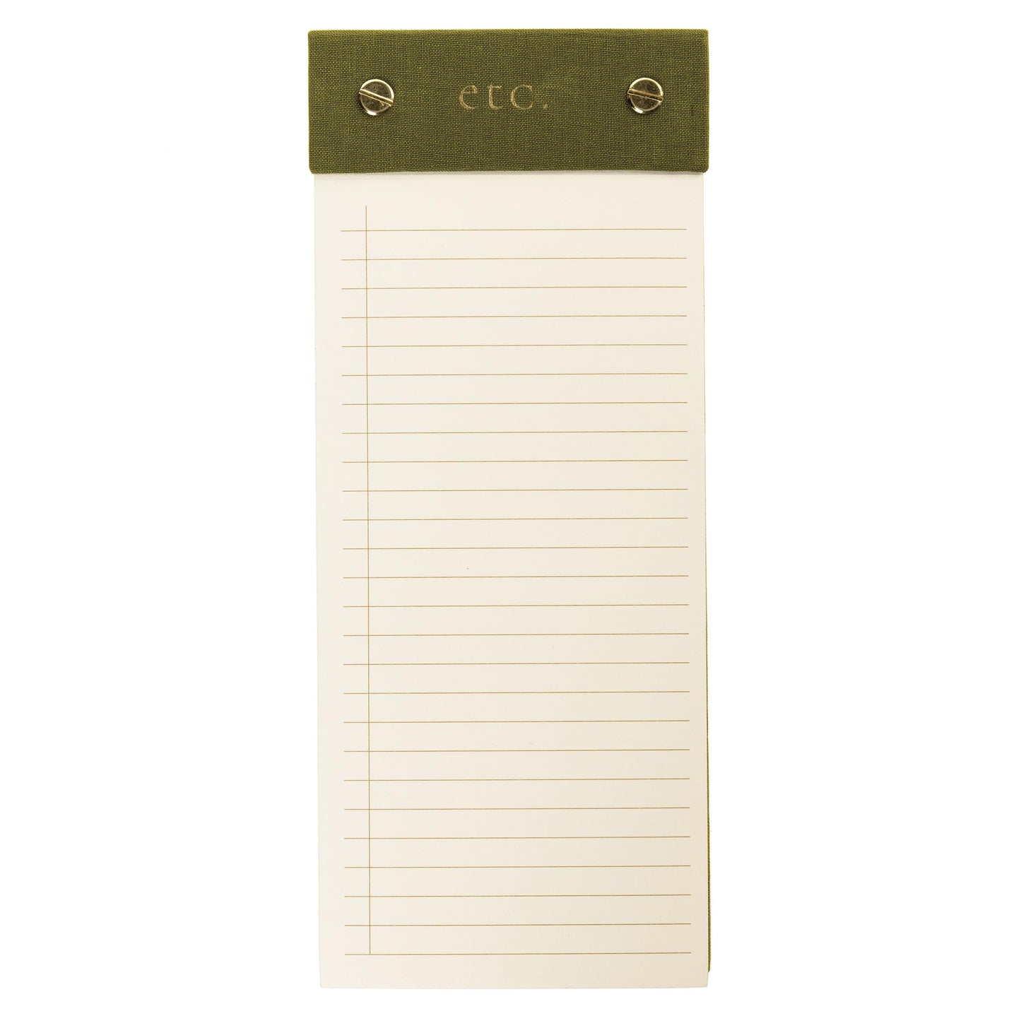 Graphique Post-Bound List Pad Luxe Collection, Perforated Sheets To-Do Notepad, Hardcover Binding, Gold Foil Embossing, 100 Pages, 4” x 9.75”, Olive Green