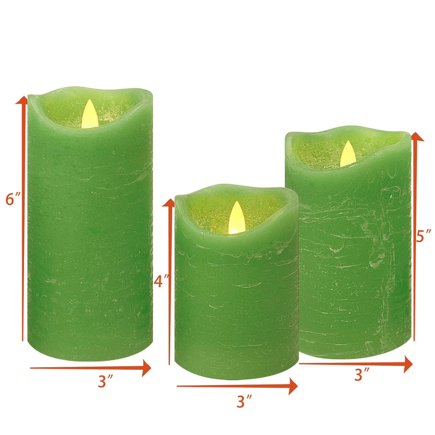 Real Wax Flameless Pillar Candle, Battery Operated LED Candle with Remote Timer, Flickering Electric Fake Light for St. Patrick’s Day Xmas Earth Day Party Festival Celebration Home Decor 3 Pack Green