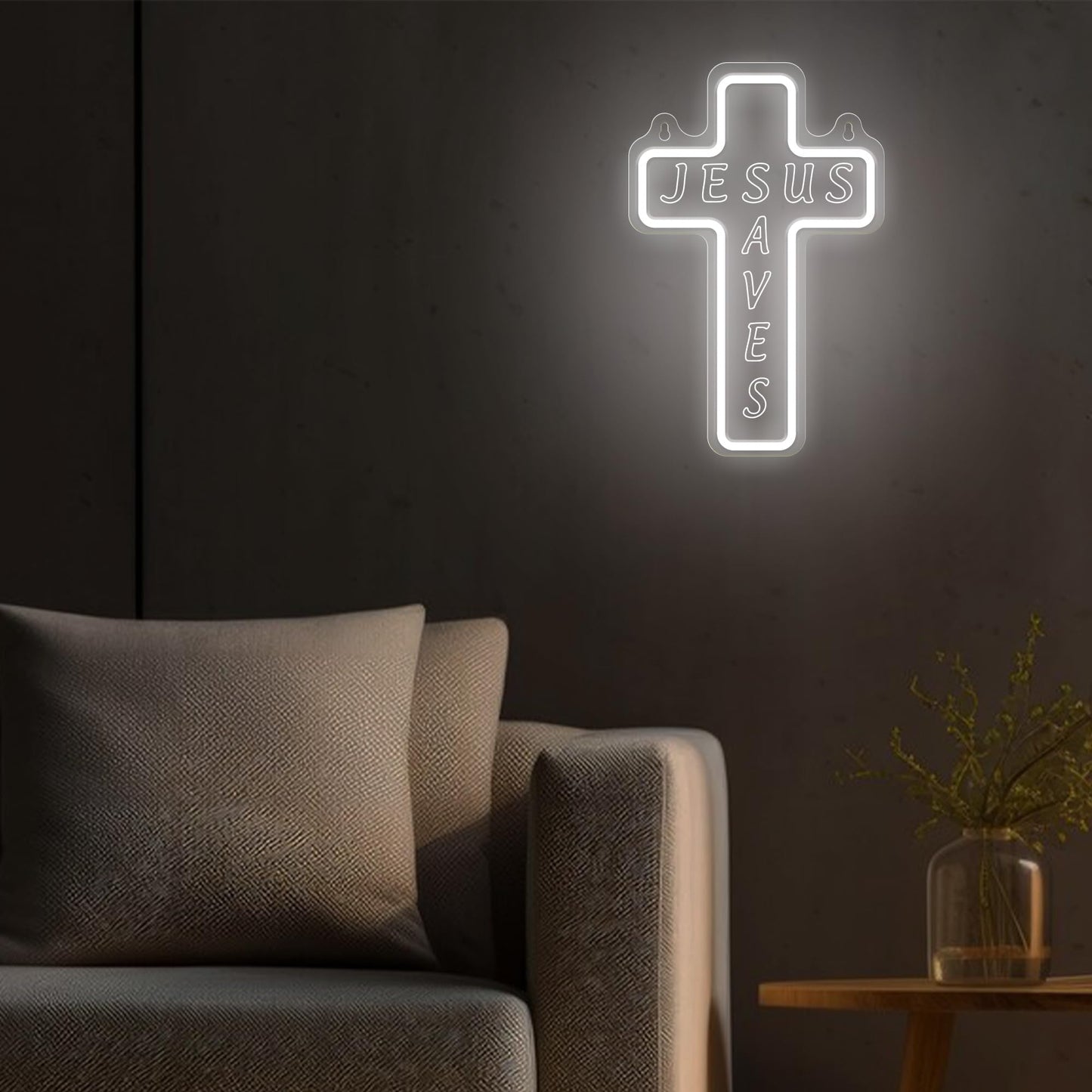 Jesus Cross Neon Sign for Wall Decor, Attivolife Light up Special Religional LED Lamp with Dim USB Powered, Unique Home Living Room Business Cafe Shop Bar Party Decor Birthday Christmas Day Gift