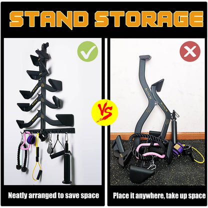 Gym Fitness LAT Pull Down Bar Storage Rack for Mag Grip - Heavy Duty A-Frame Stand for Pulldown Attachments (T-ZHIJIA)