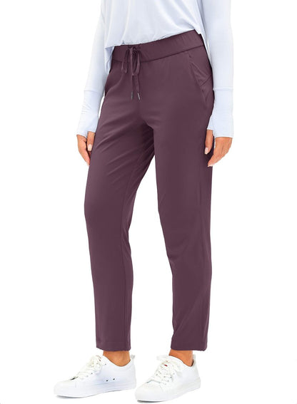 G Gradual Women's Pants with Deep Pockets 7/8 Stretch Sweatpants for Women Athletic, Golf, Lounge, Work (Wine Red, 3X-Large)